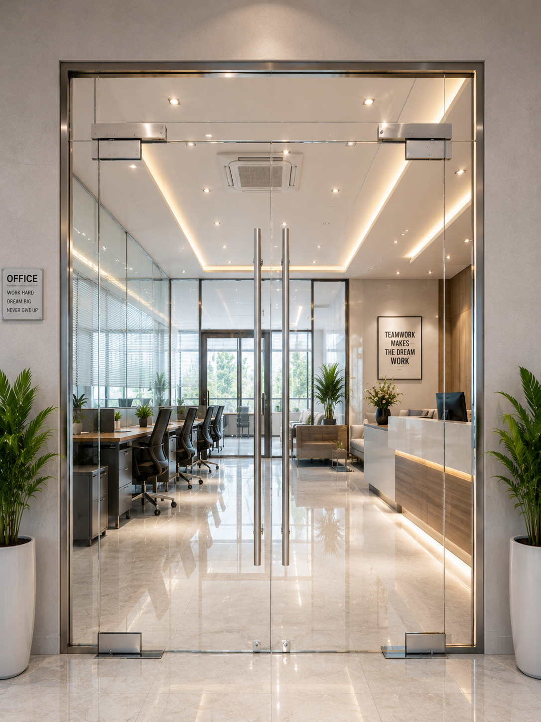 Mẫu cửa kính thủy lực cho văn phòng