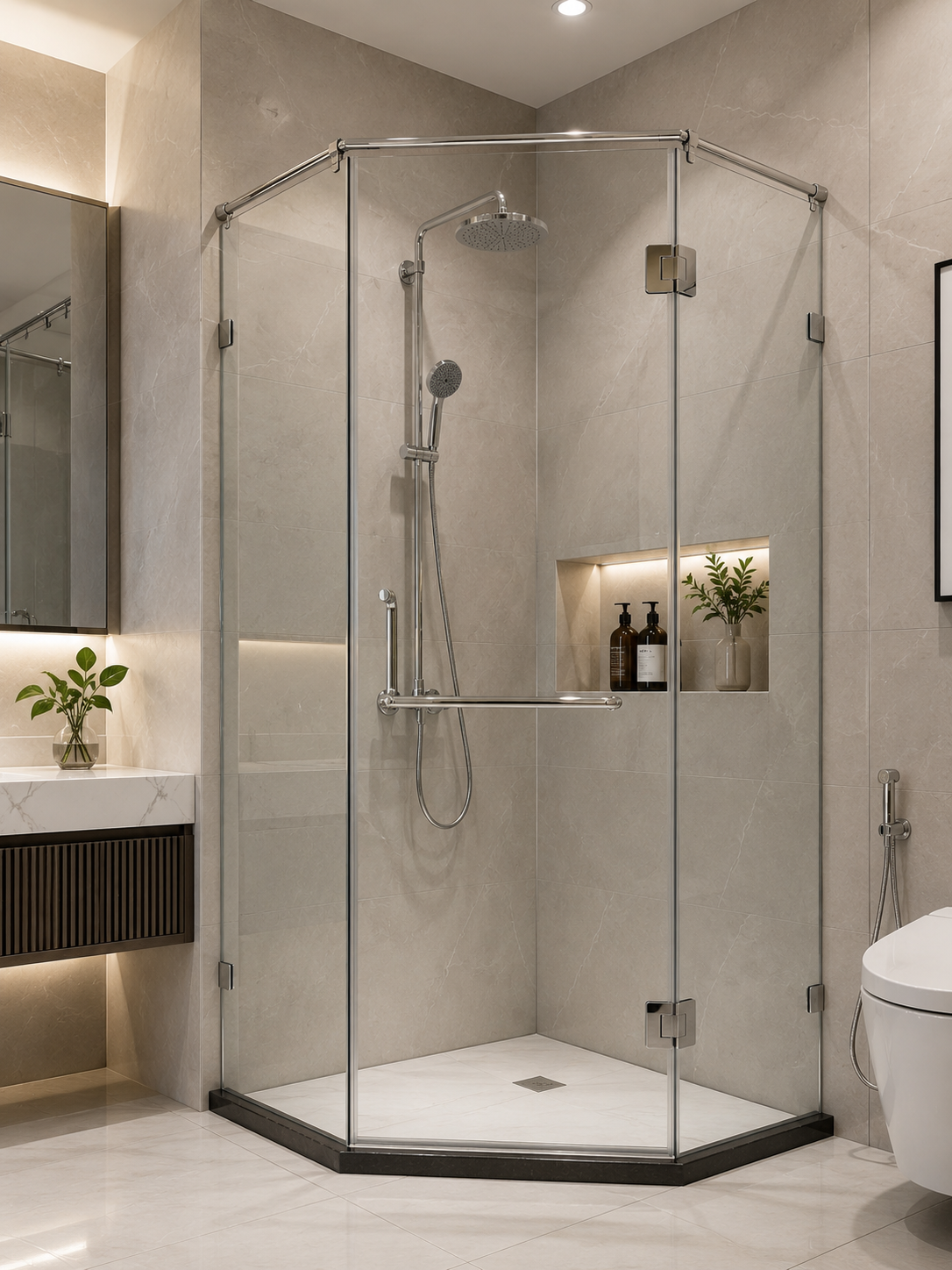 Cabin phòng tắm 135 độ 2 tấm kính