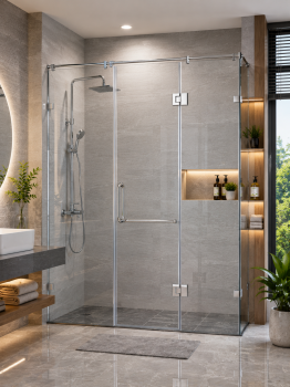 Cabin Tắm 180 độ 3 Tấm Kính thẳng hàng