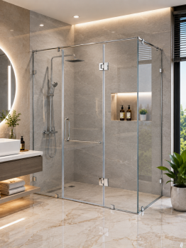 Cabin Tắm 180 độ 3 Tấm Kính xếp hình chữ L