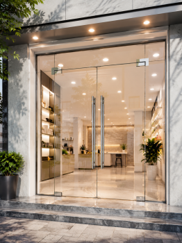Cửa kính cường lực đẹp mặt tiền kinh doanh
