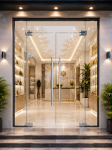 Mẫu cửa kính cường lực 2 cánh mở quay đẹp