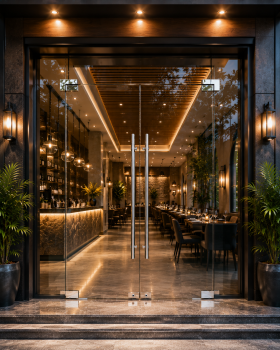 Mẫu cửa kính cường lực đẹp cho nhà hàng